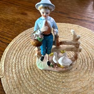 Vintage Japan  Figurine Lady With Geese Boho Cottagecore Shelf Home Decor